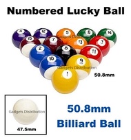 50.8mm 2 inch 16pcs Set British Lucky Ball Snooker Billiard Number Numbered Pool Ball White Ball 47.