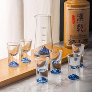 Cawan Kaca Qianli Jiangshan Set Pembahagi Wain Bawah Gunung Biru Putih Biru Gunung Kaca Wain Kecil G