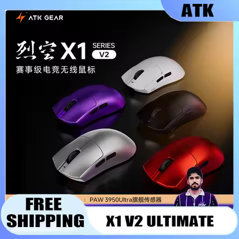 ATK X1 V2 Ultimate Mouse Wireless 8K Hz Paw3950Ultra Lightweight Ergonomic High Performance FPS Gami