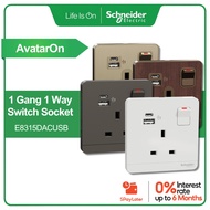 Schneider Electric AvatarOn 1 Gang 13A Switched Socket with USB A+C 21W PD Fast Charging BS1363 SIRI