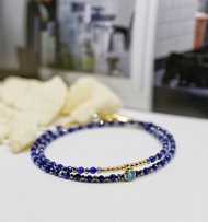 14K GF 包金水晶手鍊, 鈦赫茲 + 青金石２圈手鍊