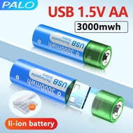 PALO⚡1.5V 3000mAh AA Battery USB Interface  Rechargeable Li-ion Battery AA USB rechargeable battery
