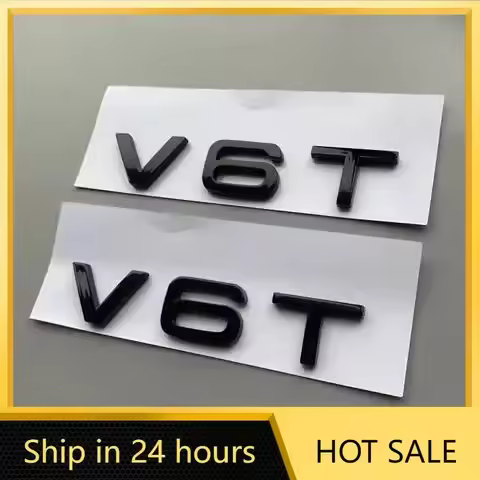 2PCS V6T V8T Emblem ABS 3D badge leaf label V10 V12 side label for Audi A4L A5 A6L A7 Q3 Q6 Q7 car l