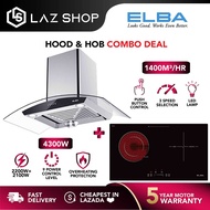 Elba 1400m³/hr Designer Hood EH-J9088(SS) Combo w Built-in Induction Ceramic Cooker EICH-K7072ST | ECH-K7012ST | ECH-K7013ST | EIC-K7082ST Schott Ceran Glass Dapur Electric Stove Dapur Elektrik Cooker Hob