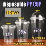 50pcs Plastic PP Y 95mm Cup w/ Lids SET (8oz 12oz 16oz 22oz) 95mm for Milk tea Disposable plastic cu