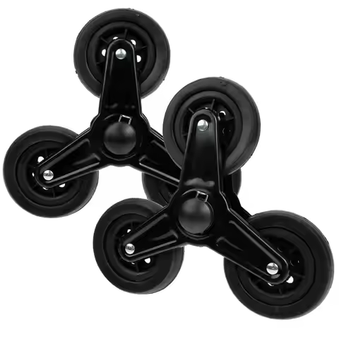 2x Foldable Shopping Cart Wheels Spare Parts Black Utility Cart Stair Wheels