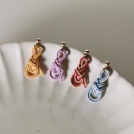 【Veverka】琵琶曲 雙線多色 水引耳環 琵琶結 編織 水引細工