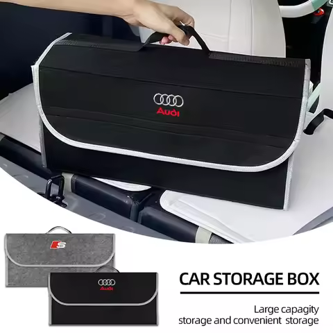1Pcs Car Soft Felt Storage Bag Organizer Cars Foldable Trunk Bag Car Accessories For Audi Q7 Q3 Q5L 