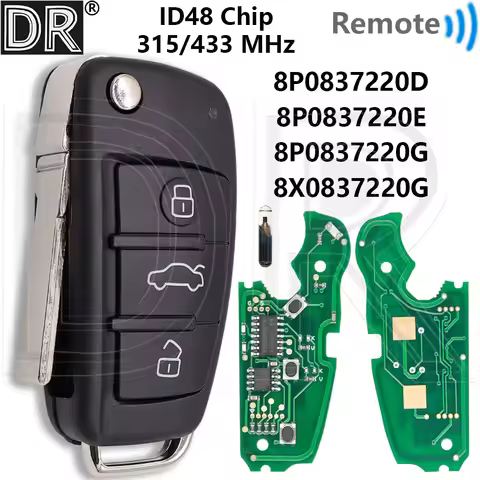Great ID48 Chip 8XO837220D/8PO837202D/E/G 315/433MHz Car Remote Control Key For Audi TT A3 A4 S3 S A