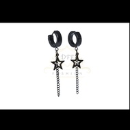 Black chain star Earrings/ black Earrings