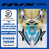 YAMAHA NV-X NVX V2 AEROX-155 (31) CS6 SOLID CYAN SILVER COVER SET (STICKER TANAM) RAPIDO NEW ACCESSORY AKSESORI