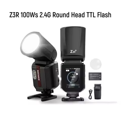 NEEWER Z3R 100Ws 2.4G TTL Round Head Flash Speedlite Touchscreen, 1/8000s HSS, 500 Full Power Flash 