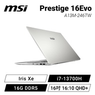 MSI Prestige 16Evo A13M-246TW 星空銀 微星13代輕薄效能筆電/i7-13700H/Iris Xe/16G DDR5/1TB PCIe/16吋 16:10 QHD+/W11/白色背光鍵盤