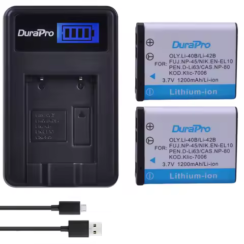 DuraPro Li-40B Li-42B Li 40B 42B NP-45S Battery+ Charger For Fujiflim NP-45 NP 45A 45B 45S Nikon EN-