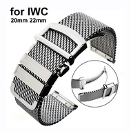 20mm 22mm High Quality Stainless Steel Watch Strap for IWC Pilot Band Mesh Metal Bracelet for Portofino Watchband with Folding Buckle