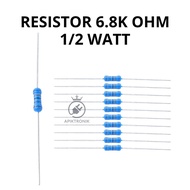 MERAH 6.8K Ohm 1/2 Watt Resistor – Axial Type Color Code Blue Gray Red