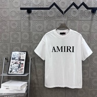 ami Amiri Chest Letter Print logo round Neck Short Sleeve25ss New Pure Cotton T Shirts for Men and W