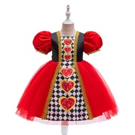Red Queen of Hearts เครื่องแต่งกายหญิง Alice in Wonderland Carnival ฮาโลวีนชุดเด็ก Queen วันเกิดคริส