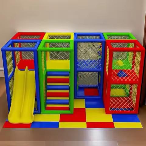 bright colorful indoor playground equipment for kid slide climbing party rental daycare frame modula