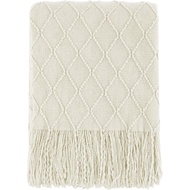 BOURINA Beige Throw Blanket 50x60 Inches Throw Textured Solid Soft Sofa Couch Decorative Knit Blanke