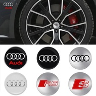 4PCS 65mm 60mm 56mm 3D Metal Wheel Center Cap Covers - Gloss Black Hub Emblems Compatible with Audi 