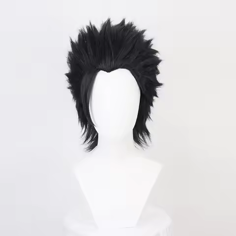 Final Fantasy FF7 Zack Fair Cosplay Wigs Short Black Slicked-back Heat Resistant Synthetic Hair Wig 