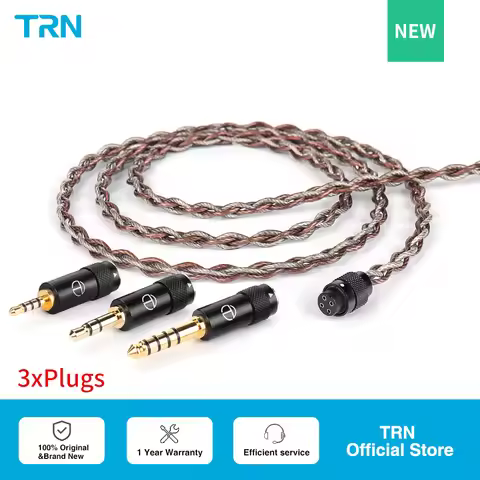 TRN RedChain Earphones Silver-Plated Copper OFC Copper Upgrade Cable with Swappable Connectors 2.5/3