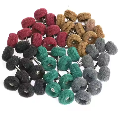 25/50pcs Mini Brush Scouring Pad Abrasive Wheel Nylon Fiber Grinding Sanding Head Buffing Polishing 