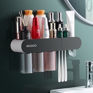Ecoco toothbrush holder with toothpaste dispenser, cosmetic shelf with Ecoco tempered drawer - Ecoco