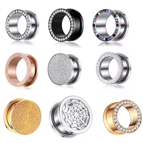 JUNLOWPY 2pcs Ear Plugs Tunnels Screw 2g 0g 00g Earrings Gauges Kits Piercings Body Stretchers Taper