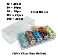 【GW】100pcs Set Premium Monte Carlo Casino Poker Chips Poker Monte Carlo Texas Holdem Poker Game Play