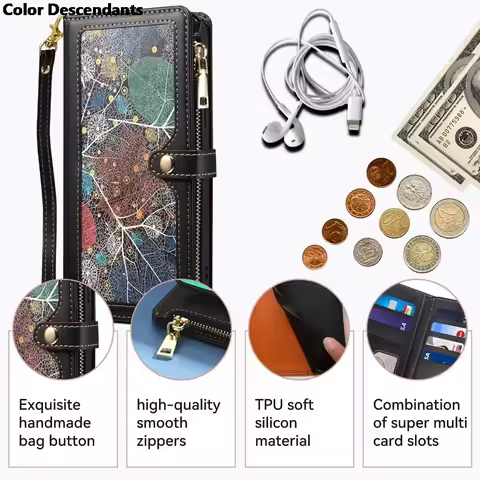 Flip Leather Zipper Wallet Case For Samsung Galaxy A02 A12 A22 4G A32 5G A42 A52 A72 A82 A 12 22 32 