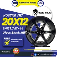 *SET*HOSTILE Gloss Black Milling 117 20x12jj ET-44 6H139.7 Sport Rim for 4x4 with (4pcs)