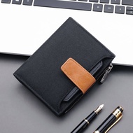 Canvas Wallet Men's Short with Zipper Multi-Clip Button Wallet Vertical Wallet Driver's License Oxford Cloth Bag