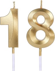 Gold 18th & 81st Birthday Candles for Cakes, Number 18 81 Giltter Candle Cake Topper for Party Anniv