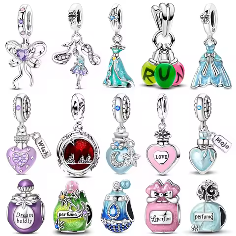 Classy Series 925 Silver Perfume Bow Designs Charm Beads Pendent Dangle Fit Original Bangle Charm Br