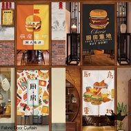 Door Curtain Fabric Fried Chicken Burger Shop Kitchen Partition Door Curtain Commercial Shop Decorative Curtain No Punching Shield Curtain