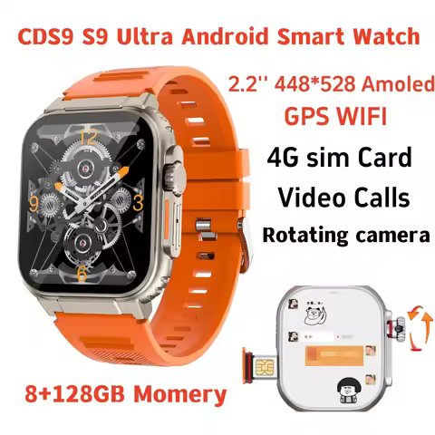 Original S10 Smart Watch 4G/5G Network SIM Card Android System 180° Camera WIFI GPS Smartwatch Men 8