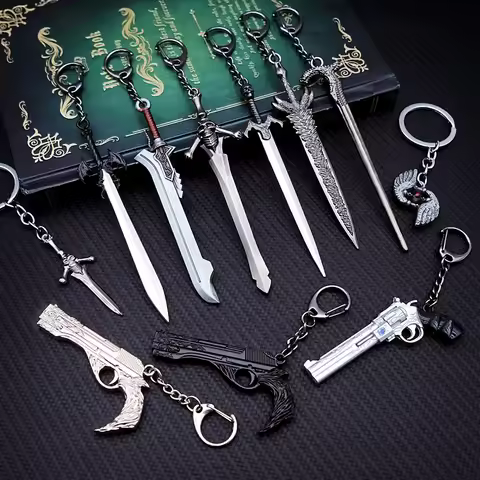 DMC Dante Sword Rebellion Awakening Weapon Keychain Game Peripherals Nero Red Queen Revolver Ebony &