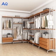 NAQ Open Closet Scandinavian Iron Walk-in Coat Rack Floor Bedroom Closet Loft Metal Checkroom Shelve
