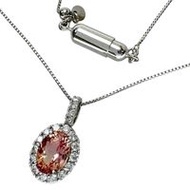 二手帝王托帕石（0.94 克拉）和鑽石（0.23 克拉）項鍊，鉑金（Pt900）、鉑金（Pt850）或 18K 白金（磁鐵）材質 - 4.1 克，45 公分。女士款。