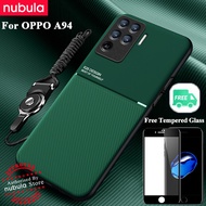 NUBULA For Oppo A94 (6.43)inch Handset Casing Free Tempered Glass Silky Leather Feeling hp OPPO A94