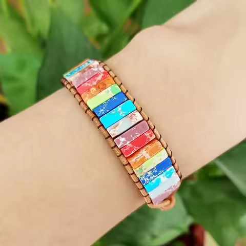 7 Chakra Stone Bracelet For Women Colorful Emperor Stone Rope Woven Wrist Bangle Symbolizing Love Th