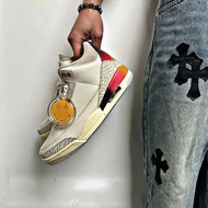 [Top Version] Jordan/Jordan/J Balvin x Air Jordan AJ3 Joint White Blue Red Rainbow Gradient Smiley B