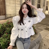 Women's long-sleeved shirt with bow and elastic waistband for Miss H4 Gloria shop
