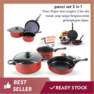 OS -D307- 3pcs Non-Stick Pan set / Teflon Pan with Glass Frying Pan Lid / 3PCS Pans, Teflon, Frying 
