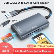 USB SD 4.0 Card Reader 2-In-1 Memory Card Reader For SDXC SD Micro SD UHS-II And UHS-I Cards USB A/Type-C To SD TF Card Reader