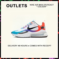 กล่องที่สมบูรณ์ Nike Air Max 270 React " Colour " Running Shoes DC0833 - 101 รับประกัน 1 ปี