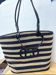 泰國 LYN 啡黑色藤織布 側咩袋