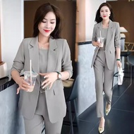 Women Business Formal Wear plus size loose suit for women Ladies Office Work Clothes Set Blazer + Sleeveless Vest +Pant Suits Three piece set